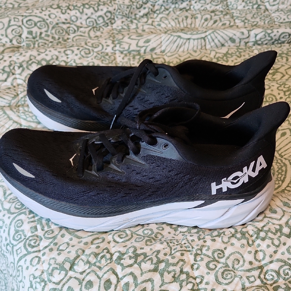 Hoka Black and White Athletic Sneakers